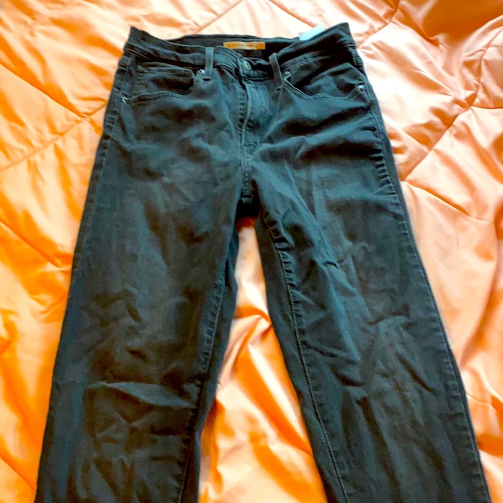 Levis high waisted super skinny jeans, dark gray/ black, size: 30
